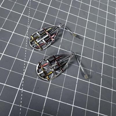 Tear Drop" Grid or Brass, Silver and Copper Earing. NICE