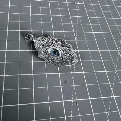 Aquamarine 925 Silver Pendant. Pretty
