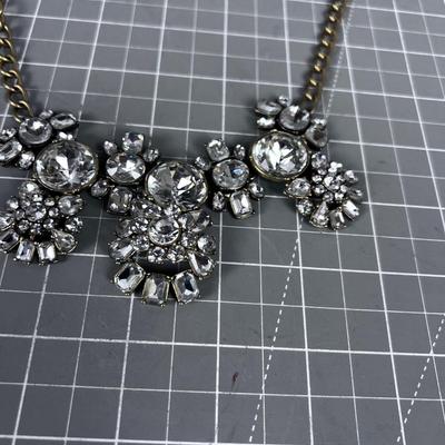 J Crew: Chunky Necklace Clear Stone and Brassy Finish
