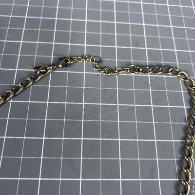 J Crew: Chunky Necklace Clear Stone and Brassy Finish
