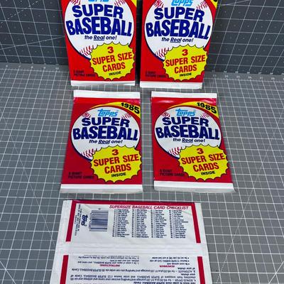 5 Topps 1985 SUPER Sized Base Ball Cards. New in the Package