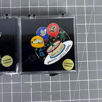 (2) 2002 Winter Olympics Pins in Box - Rabbit and Cake