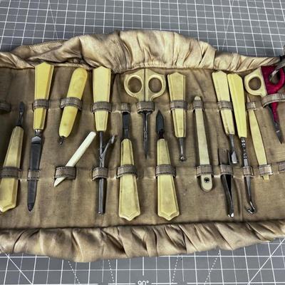 Antique Bone Handled Manicure SET 