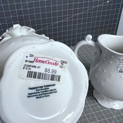 Pepper Tree Fine Porcelain Pitchers (3) Various Sizes