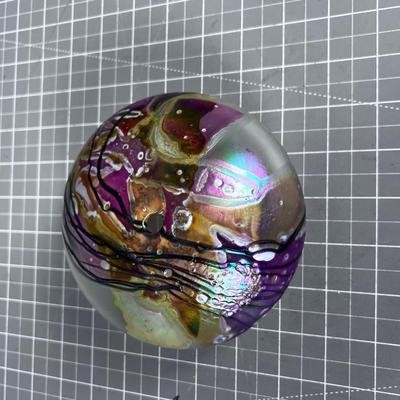 ART Hand Blown Signed Fali Iridescent Vase 