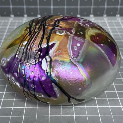 ART Hand Blown Signed Fali Iridescent Vase 