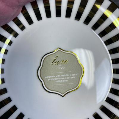 Gold Rimmed Dessert Plates and Saucers, NEW 
