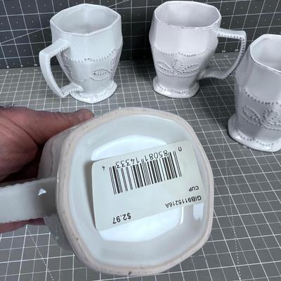 4 White NEW Large Coffee Mugs