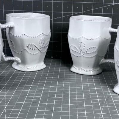 4 White NEW Large Coffee Mugs