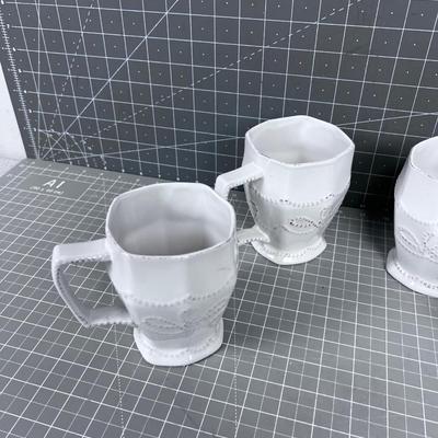 4 White NEW Large Coffee Mugs