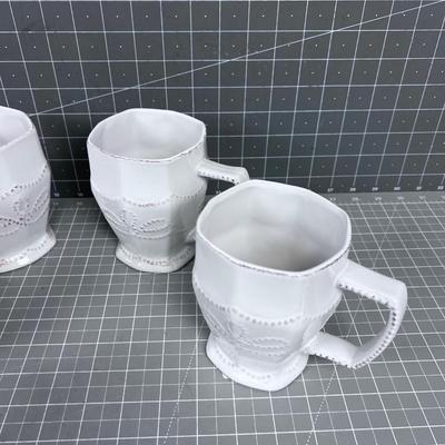 4 White NEW Large Coffee Mugs