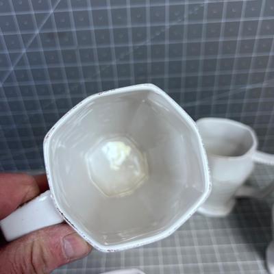 4 White NEW Large Coffee Mugs
