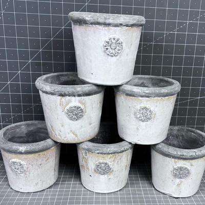 (6) Planters THICK Terra Cotta 