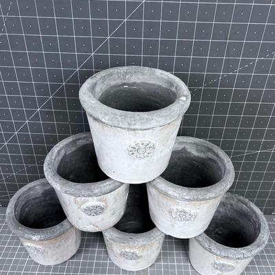 (6) Planters THICK Terra Cotta 