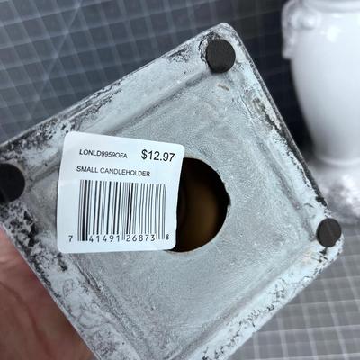 (2) White Porcelain Candle Holders 