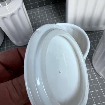 NEW White Ceramic Bathroom Accessories (8) Pieces 