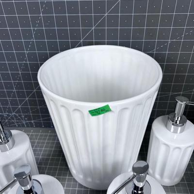 NEW White Ceramic Bathroom Accessories (8) Pieces 