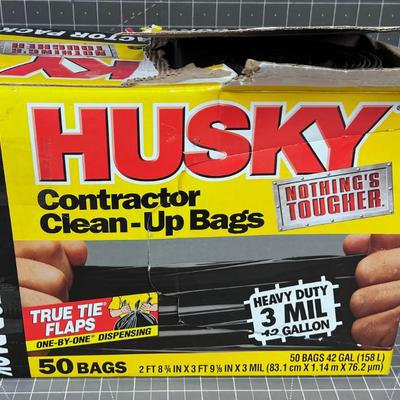 HUSKY CONTRACTOR BAGS, Opened