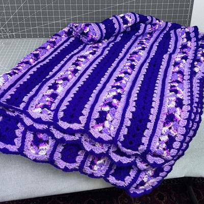 Beautiful PURPLE Afghan Throw, HAND CRAFTED! 