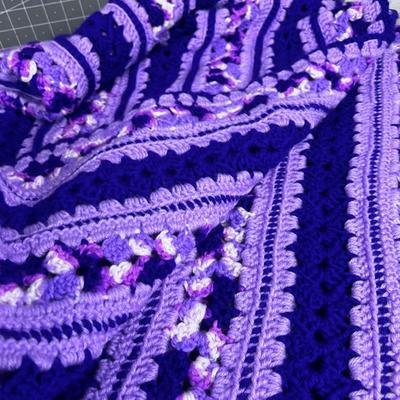 Beautiful PURPLE Afghan Throw, HAND CRAFTED! 