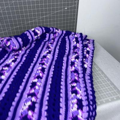 Beautiful PURPLE Afghan Throw, HAND CRAFTED! 