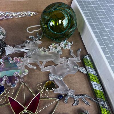 Tray of Glass Ornaments, Mercury Glass, Colored Candy