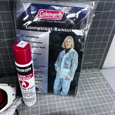 Outdoor Items: Fire Starter, Rain Coat, Etc. 
