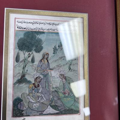 Framed Middle Eastern Pen or Watercolor, Beautiful Detail!