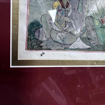 Framed Middle Eastern Pen or Watercolor, Beautiful Detail!