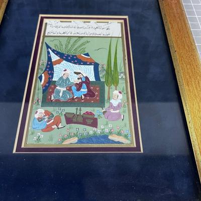 Framed Middle Eastern Pen or Watercolor, Beautiful Detail!