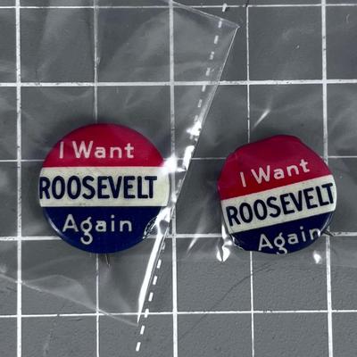 I WANT ROOSEVELT and I WANT ROOSEVELT AGAIN Campaign Button. 