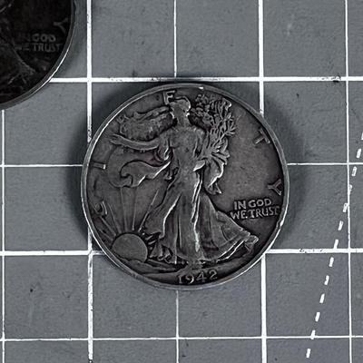 2 Walking Liberty 90% Silver Half Dollars 1942 & 1943