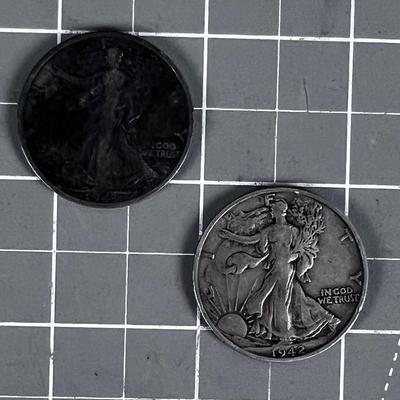 2 Walking Liberty 90% Silver Half Dollars 1942 & 1943