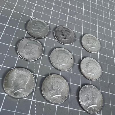 (9) 1964 Silver Half Dollars 