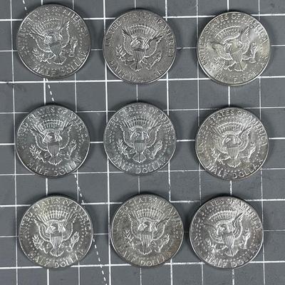 (9) 1964 Silver Half Dollars 