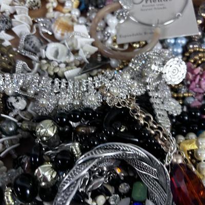 Tray of Costume Jewelry; Lots of Beads and Rhinestones
