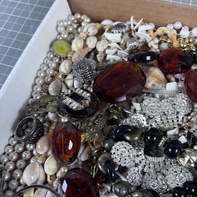 Tray of Costume Jewelry; Lots of Beads and Rhinestones