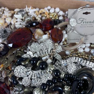 Tray of Costume Jewelry; Lots of Beads and Rhinestones