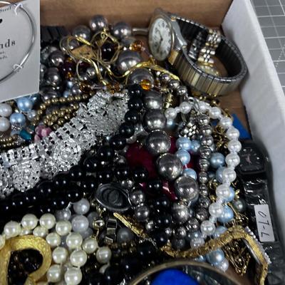 Tray of Costume Jewelry; Lots of Beads and Rhinestones