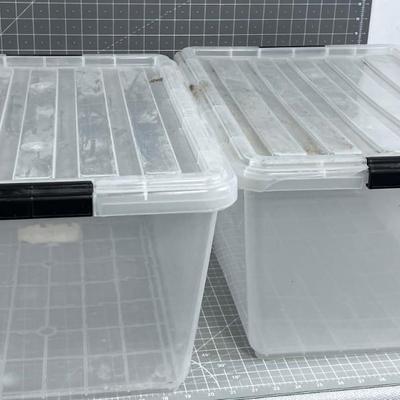 2 Clear Storage Tubs with Lids