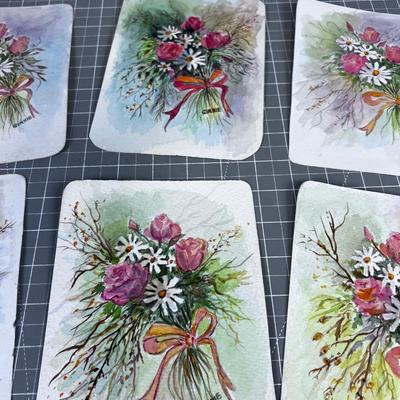(6) Little Watercolor Paintings, Originals by Virginia Clarkson