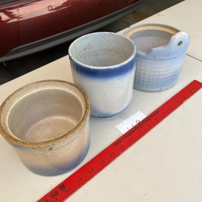 3 salt glazed crocks