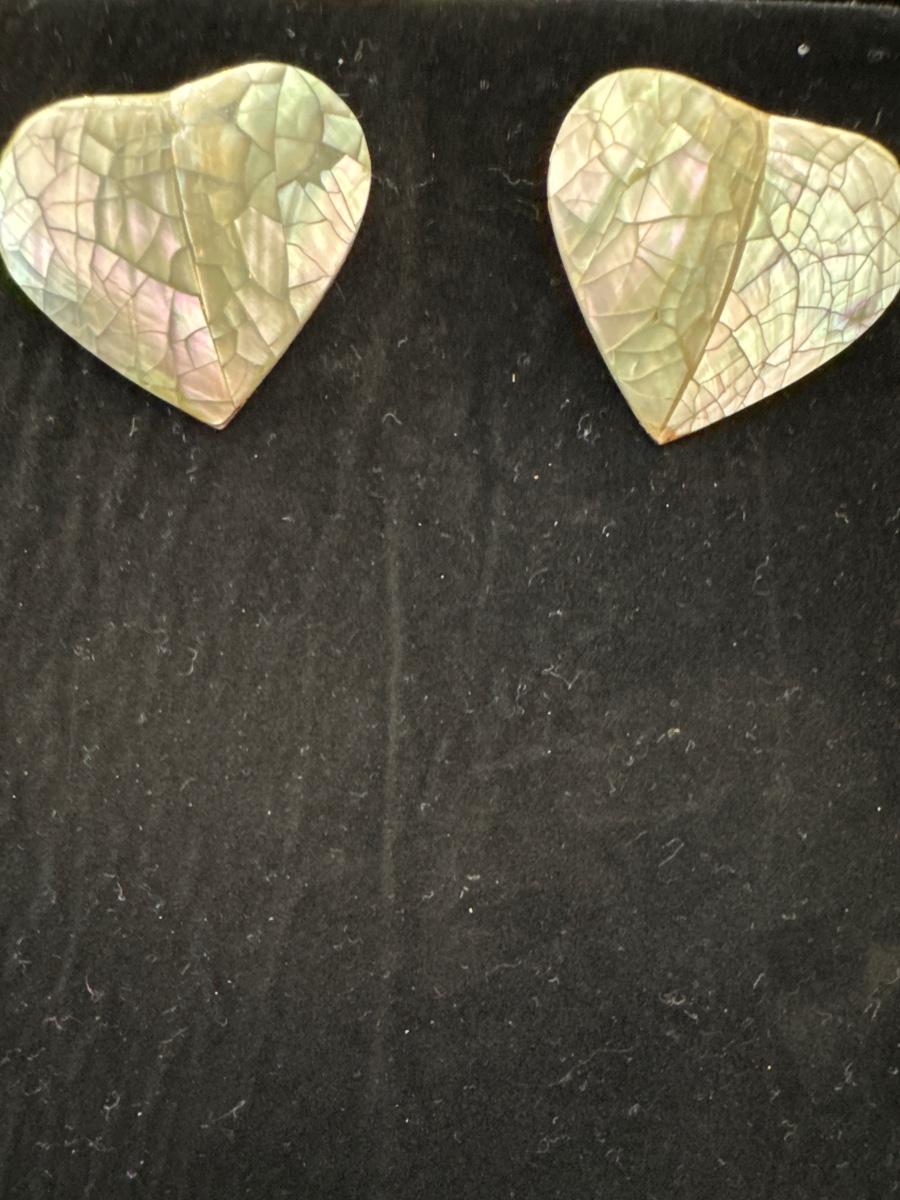 Ari Heart Gold Stud Earrings in Abalone Shell main image 0
