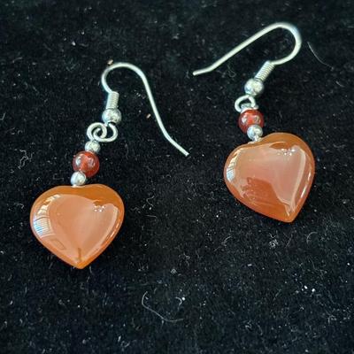 Brown heart bead earrings