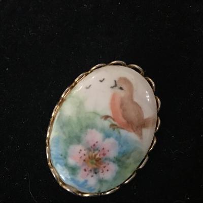 Vintage Handpainted Porcelain Type Brooch