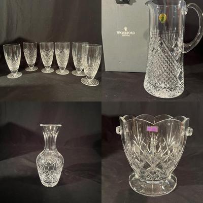Ice Bucket/Chiller, Pitcher & Iced Tea Glasses - All Waterford Crystal (G-RG)