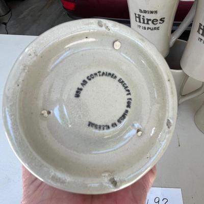 Antique HIRES root beer stoneware mugs
