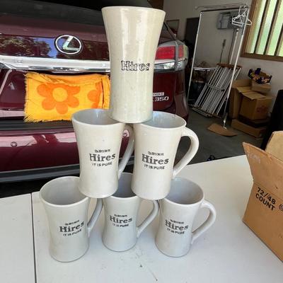 Antique HIRES root beer stoneware mugs