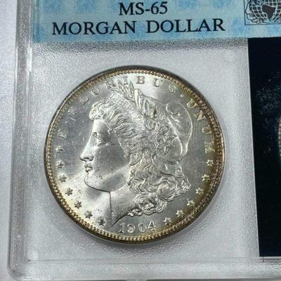 1904 Morgan silver dollar MS 65