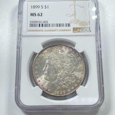 1899 S Morgan silver dollar MS 62